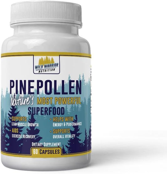 Pine Pollen 600mg Capsules - Daily Health Supplement with Superfood Vitamins & Minerals for a Month Supply