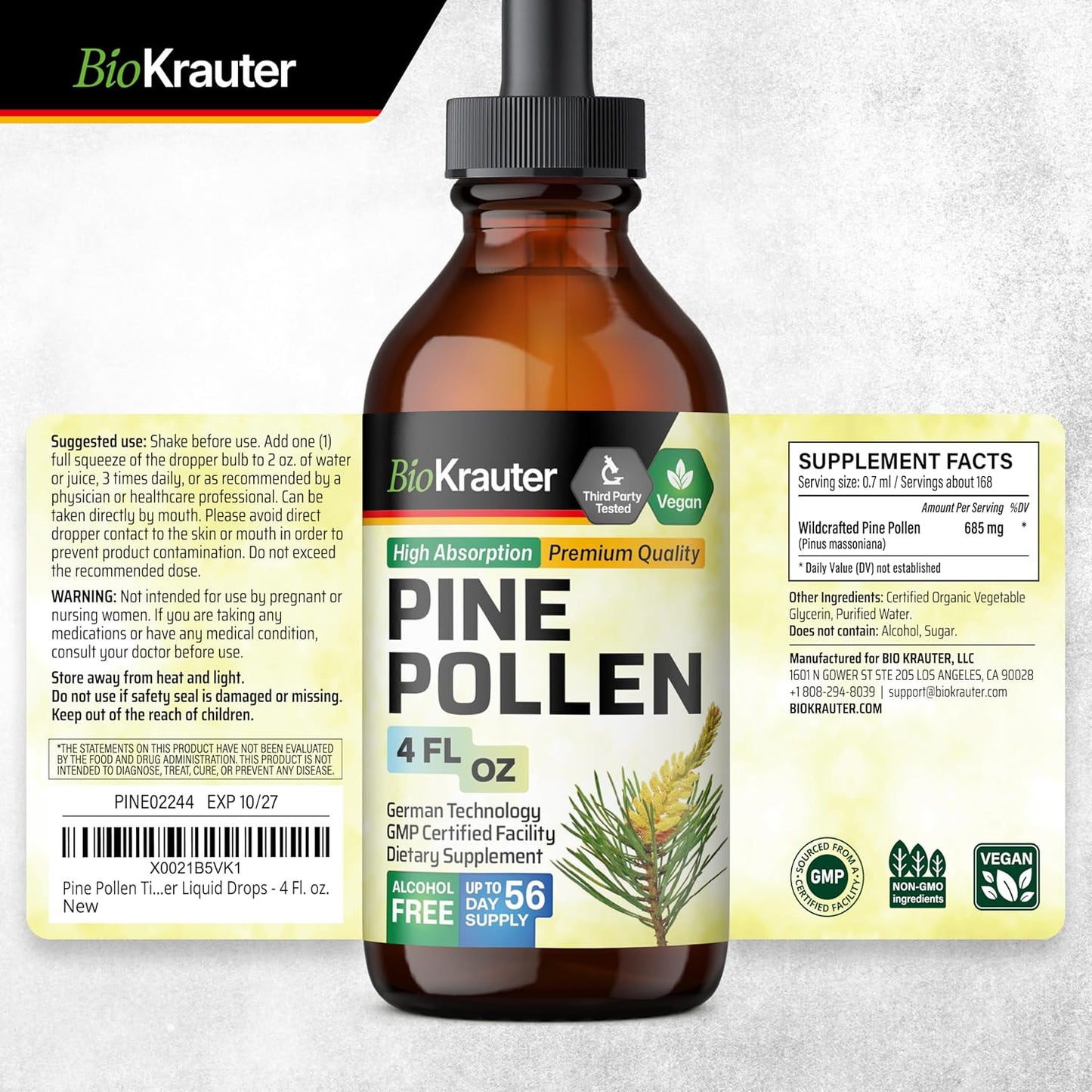 Pine Pollen and Stinging Nettle Tincture Bundle - 4 Fl. Oz. Each