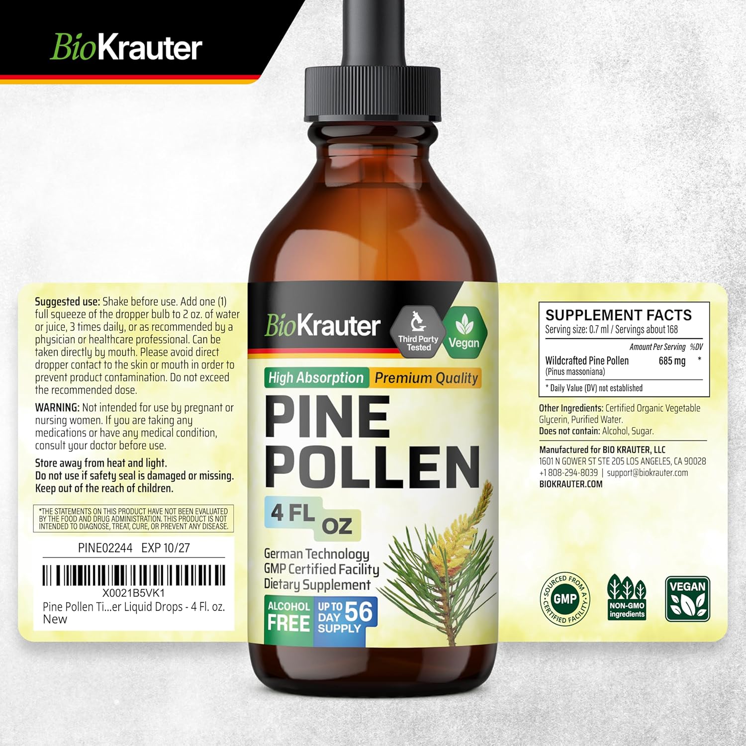 Pine Pollen and Stinging Nettle Tincture Bundle - 4 Fl. Oz. Each