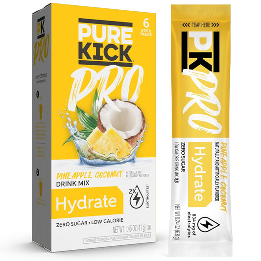 Pineapple Coconut PURE KICK PRO Hydration Electrolyte Drink Mix - 6 Packets per Box