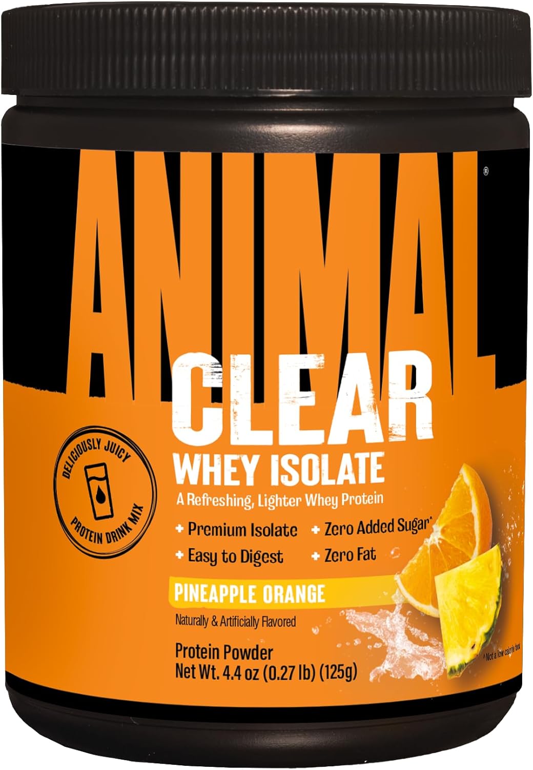 Pineapple Orange Animal Clear Whey Isolate Protein Powder - 5g BCAA, Easy-to-Digest, Refreshing Drink for Men and Women, 125g