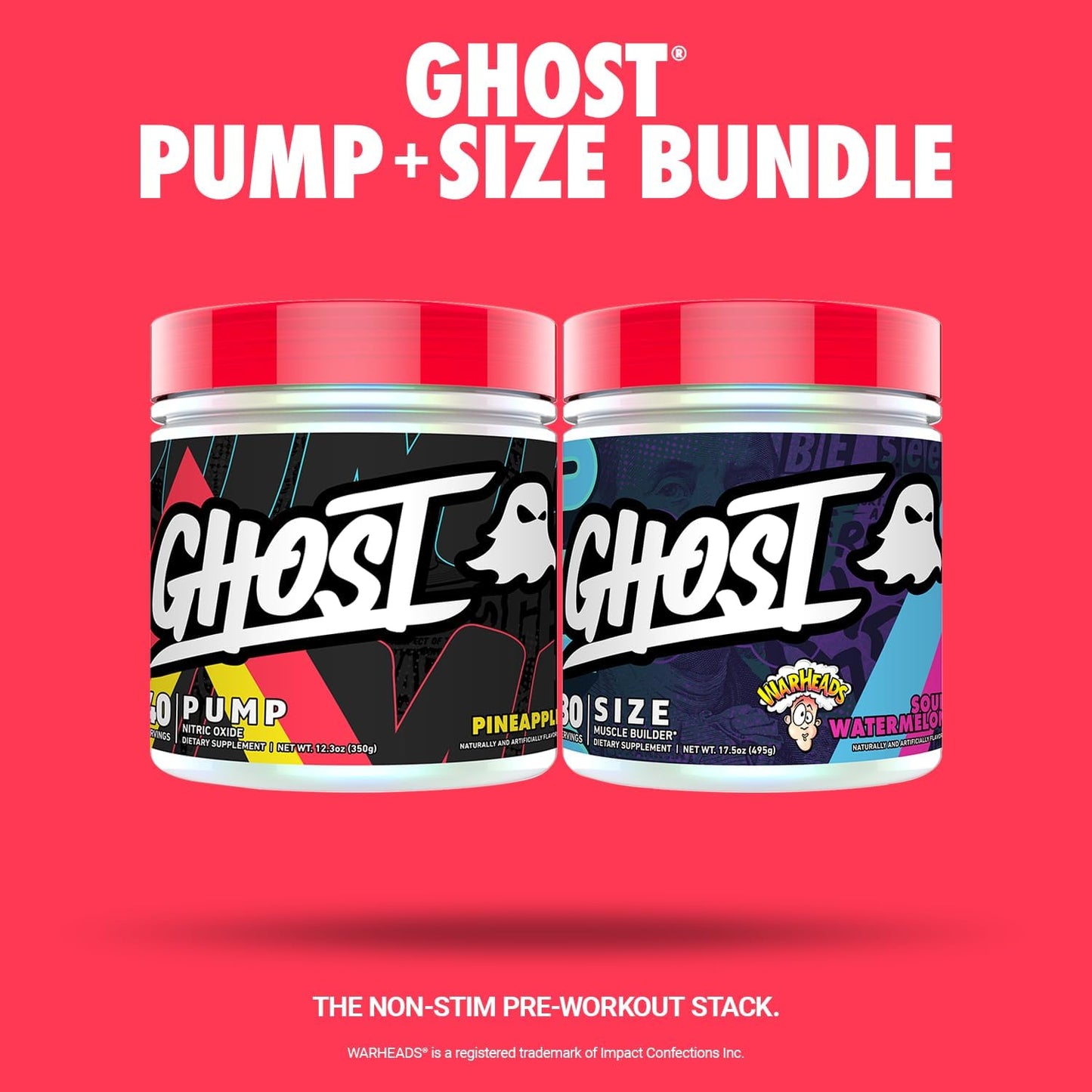 Pineapple Pump Nitric Oxide Powder & Warheads Sour Watermelon Muscle Builder Bundle for GHOST Brand