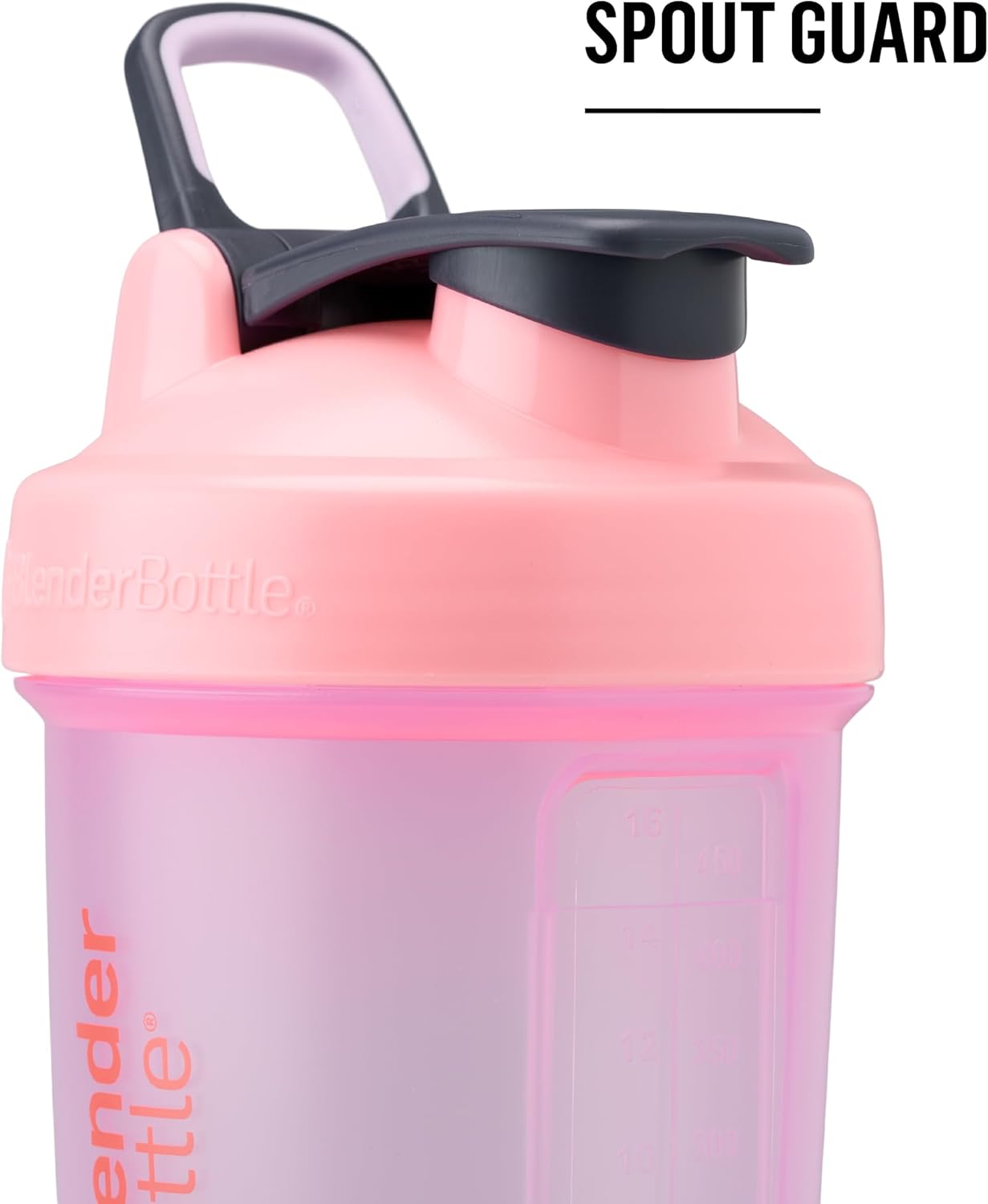 Pink BlenderBottle ProStak Shaker Bottle with Pill Organizer - 22 oz Storage for Protein Powder - Classic V2 System