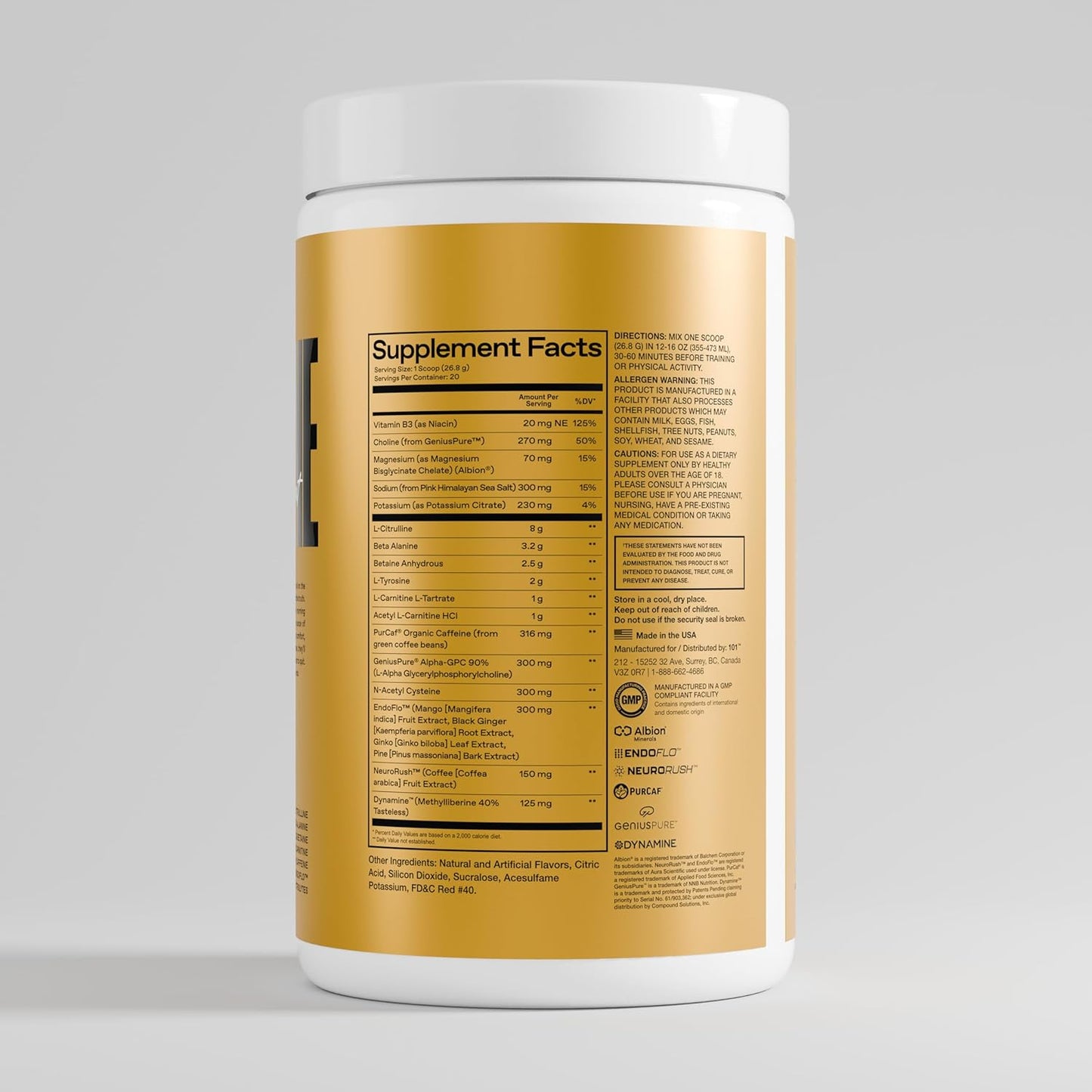 Pink Burst Loaded Pre-Workout with EndoFlo™ & Genius Pure™ Alpha GPC for High-Stim Energy & Focus, NeuroRush™ & Dynamine® for Endurance, No Crash, No Artificial Sweeteners