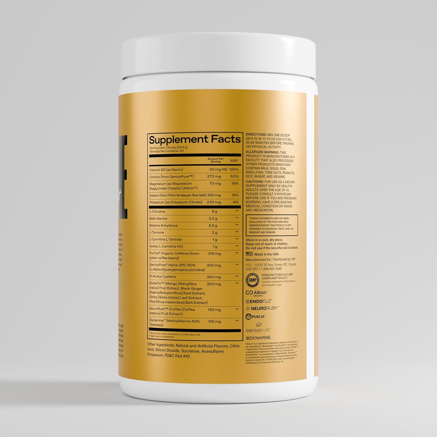 Pink Burst Loaded Pre-Workout with EndoFlo™ & Genius Pure™ Alpha GPC for High-Stim Energy & Focus, NeuroRush™ & Dynamine® for Endurance, No Crash, No Artificial Sweeteners