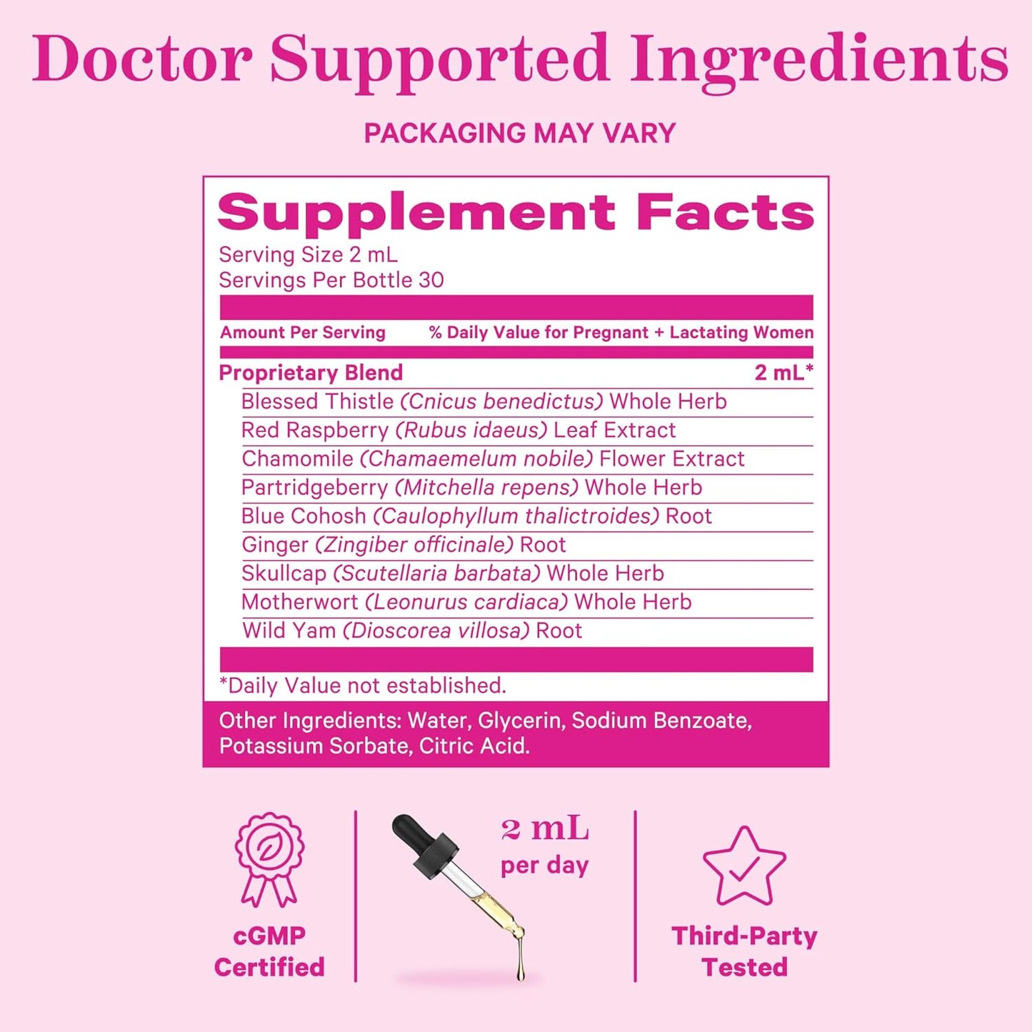 Pink Stork Labor Prep and Recovery Tincture with Red Raspberry Leaf - Natural Third Trimester & Postpartum Support - 9 Herbs for Gentle Birth, Uterine Support, & Hormone Balance - 2 oz Bottle - BoostGo Australia