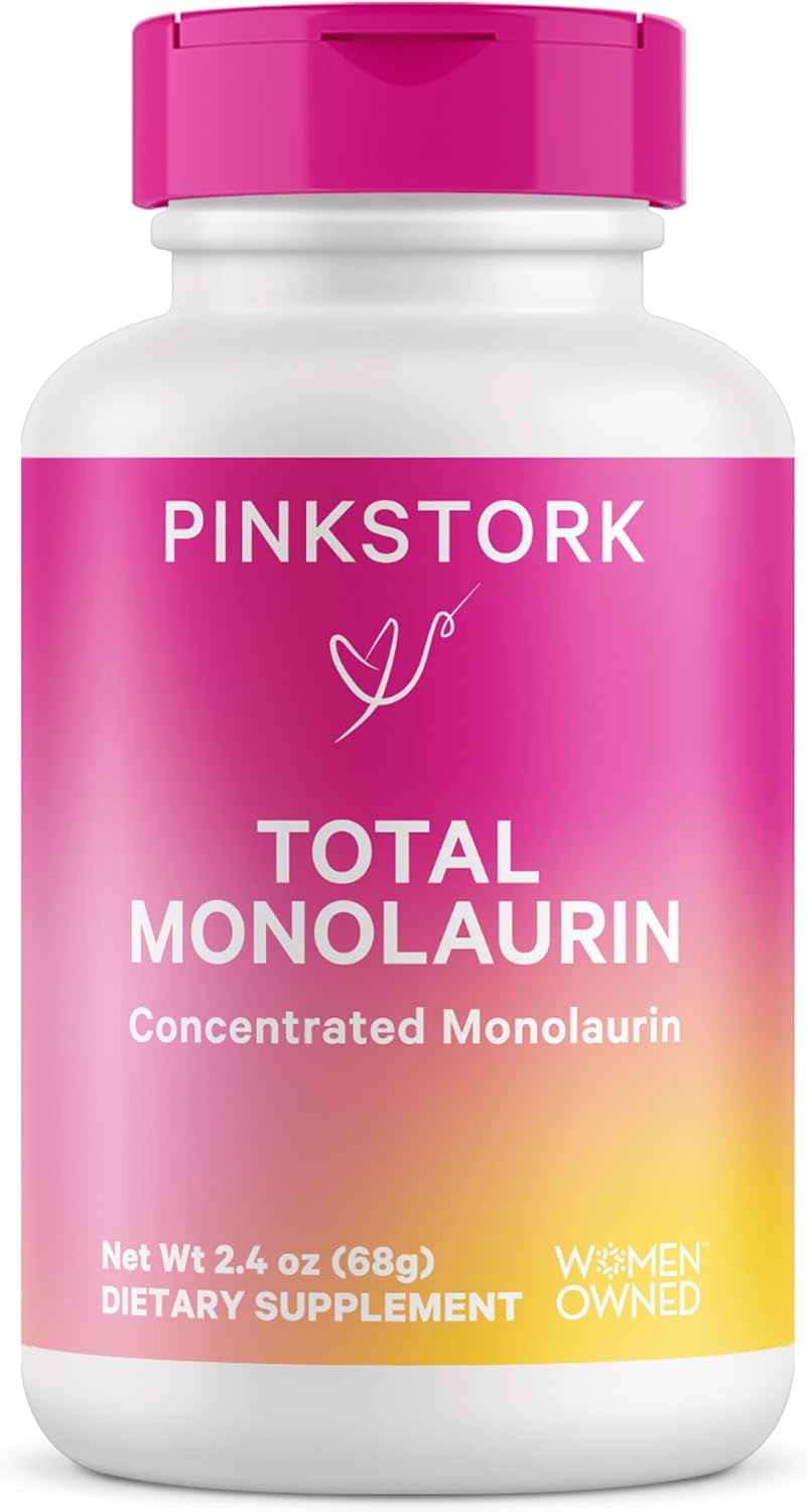 Pink Stork Monolaurin: Morning Sickness Relief & Immune Support - Concentrated Coconut Monolaurin for Gut Health - 750mg/serving - 2.4 oz