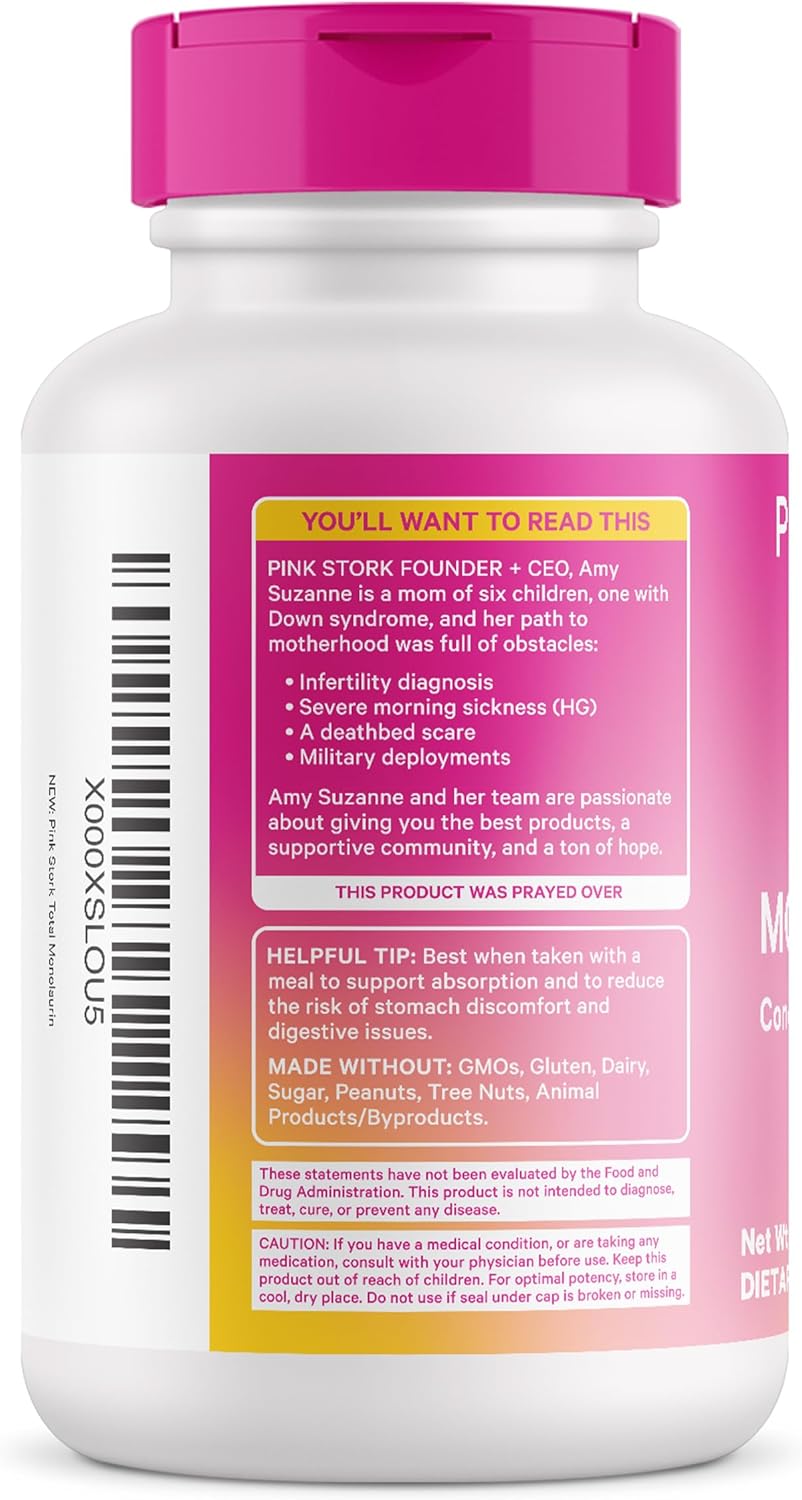 Pink Stork Monolaurin: Morning Sickness Relief & Immune Support - Concentrated Coconut Monolaurin for Gut Health - 750mg/serving - 2.4 oz