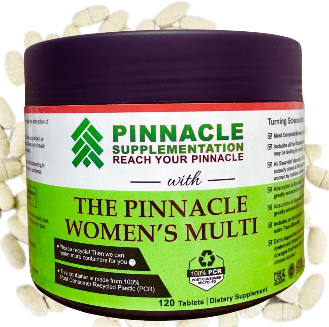Pinnacle Women's Multivitamin with Iron, Vitamin D3, Vitamin C, B12, Biotin, Zinc, Calcium & Magnesium - 120 Count