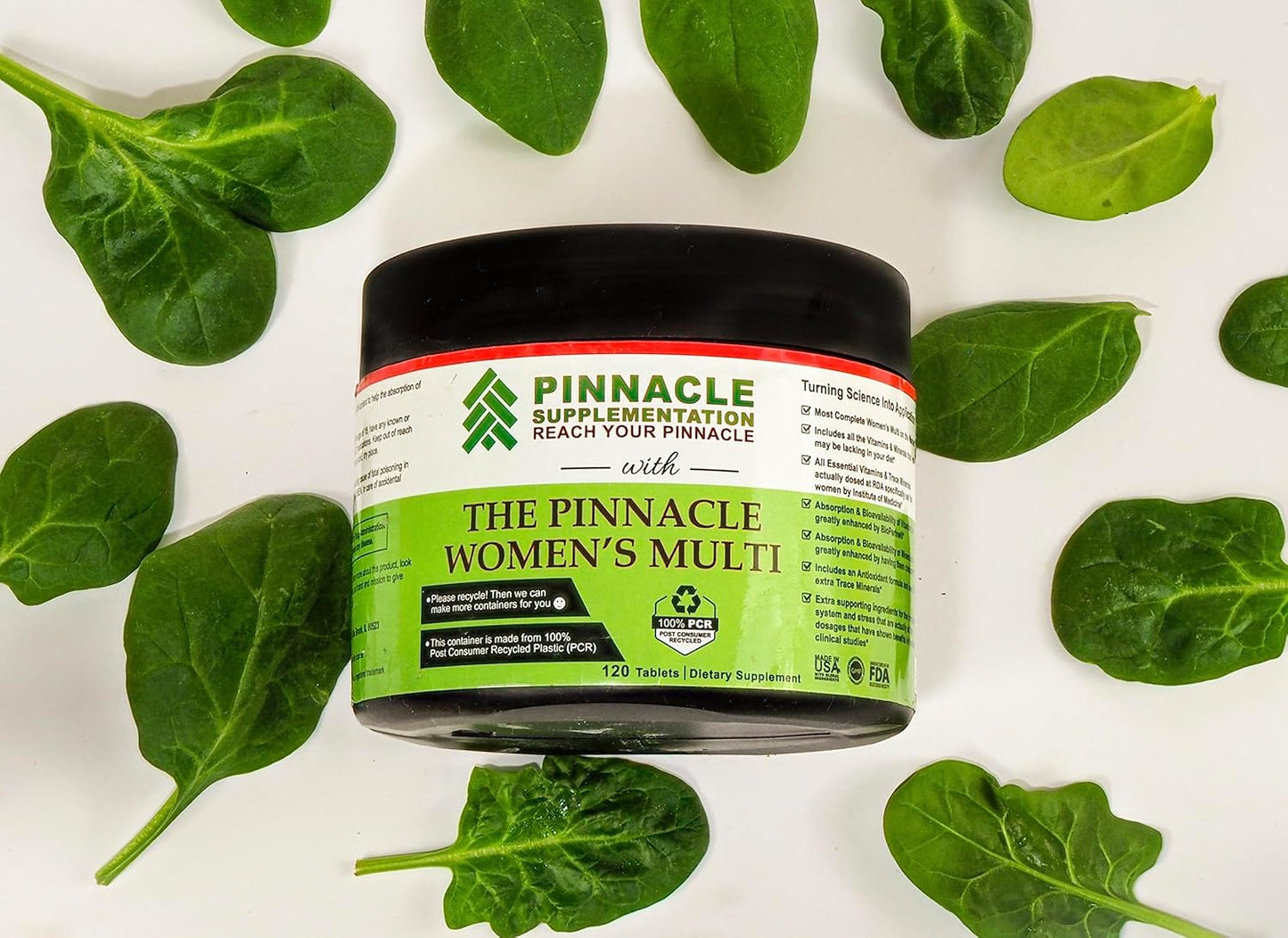 Pinnacle Women's Multivitamin with Iron, Vitamin D3, Vitamin C, B12, Biotin, Zinc, Calcium & Magnesium - 120 Count