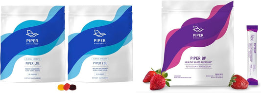 Piper Biosciences Cholesterol Support Gummies and Blood Pressure Drink Mix for Heart Health