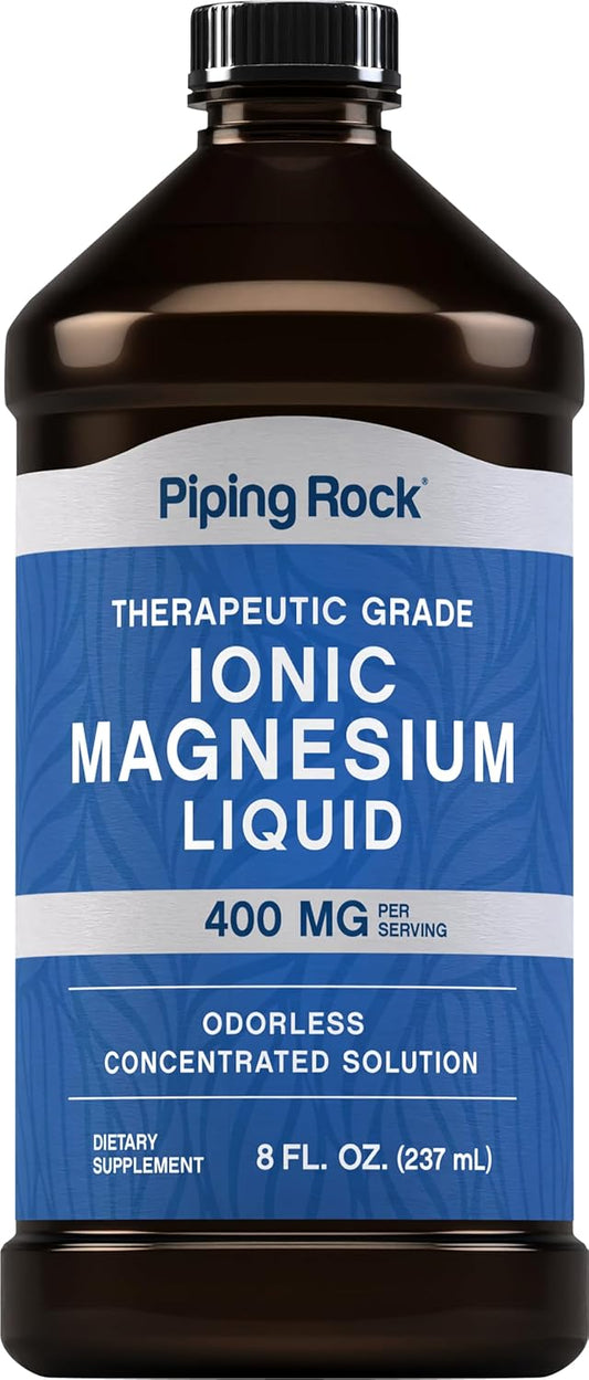 Piping Rock 400 mg Liquid Ionic Magnesium Supplement | 8 oz Bottle | Non-GMO, Gluten Free