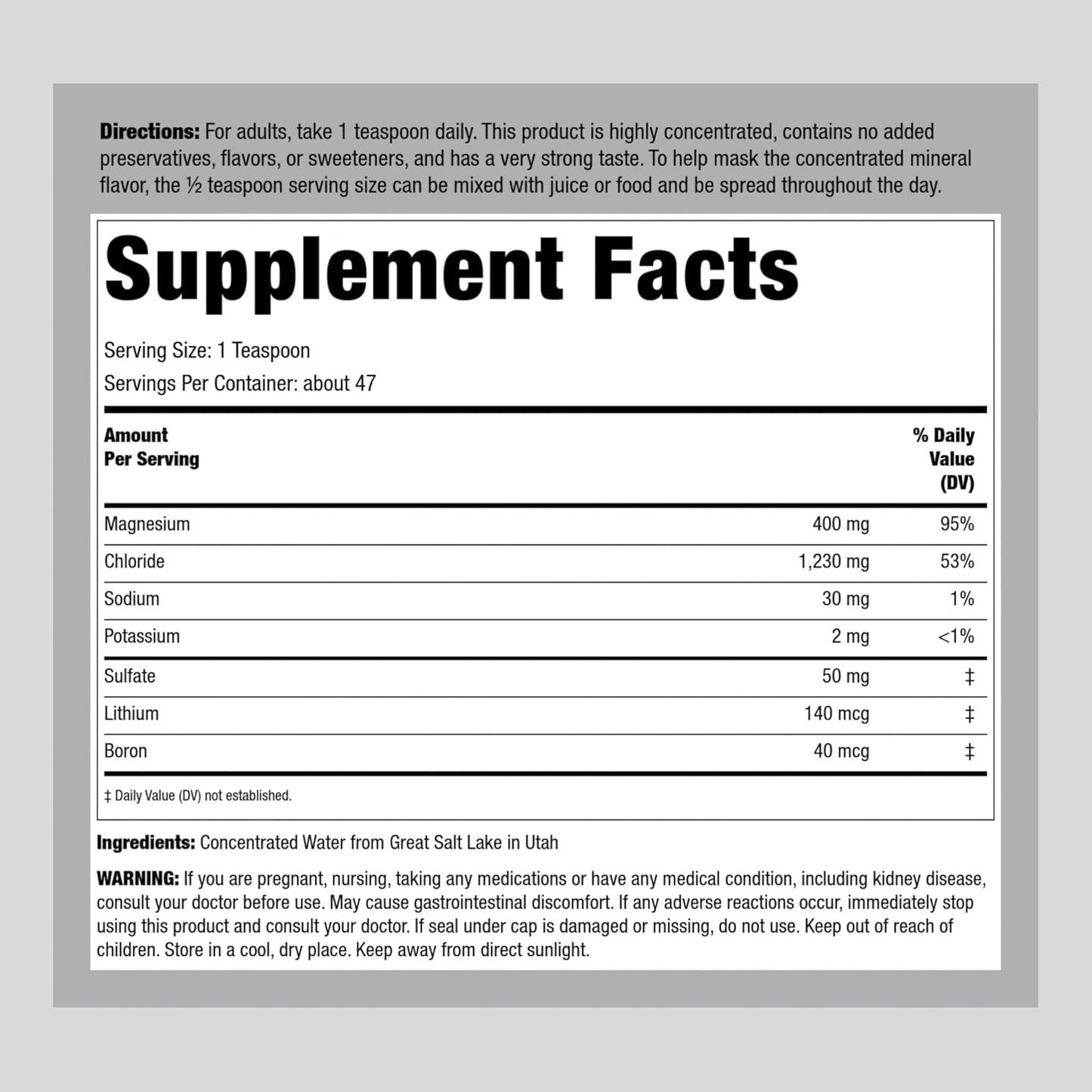 Piping Rock 400 mg Liquid Ionic Magnesium Supplement | 8 oz Bottle | Non-GMO, Gluten Free