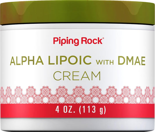 Piping Rock Alpha Lipoic Acid DMAE Cream 4 oz Hydrating Firming Face Skin Non GMO Gluten Free