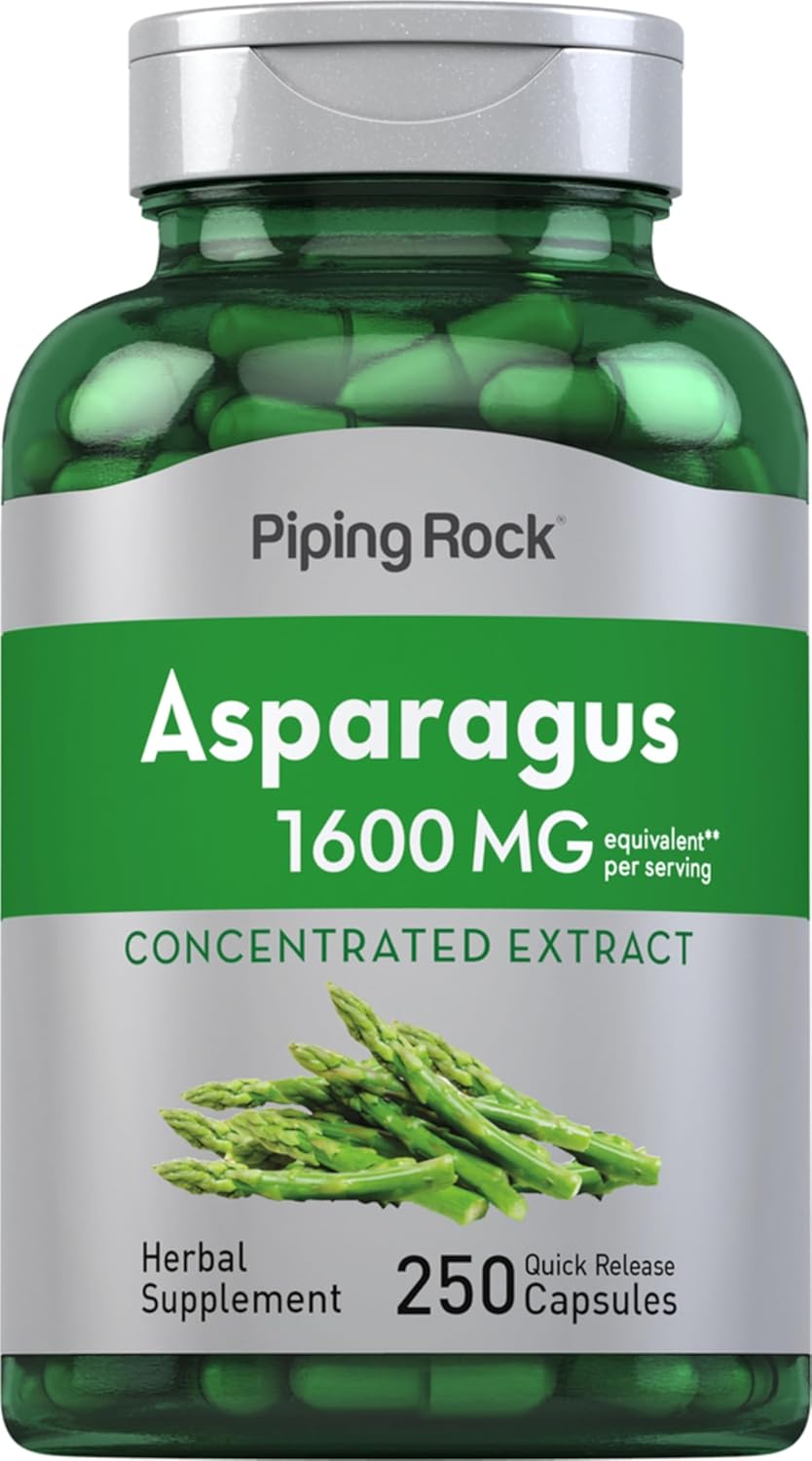 Piping Rock Asparagus Root Extract Supplement 1600mg - 250 Capsules, Non-GMO & Gluten Free