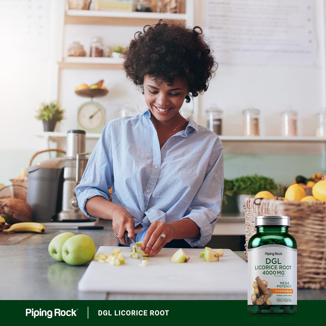 Piping Rock DGL Licorice Tablets - 4000mg Root Extract, 180 Pills, Vegetarian & Non-GMO Supplement