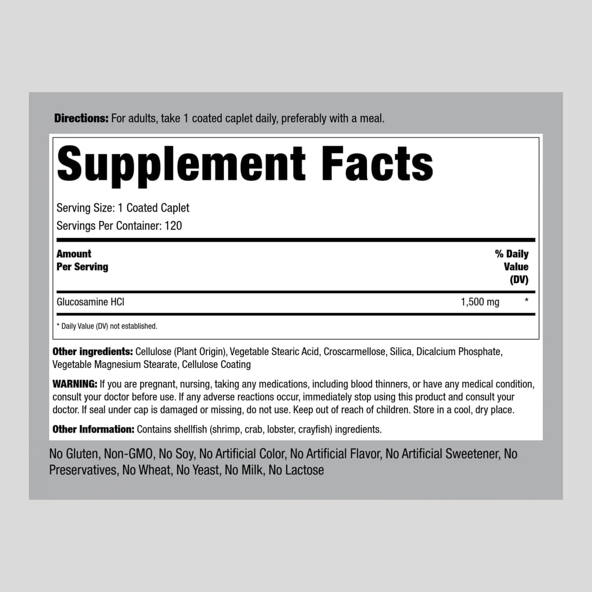 Piping Rock Glucosamine HCL 1500mg Caplets - Mega Strength Non-GMO Gluten Free Supplement