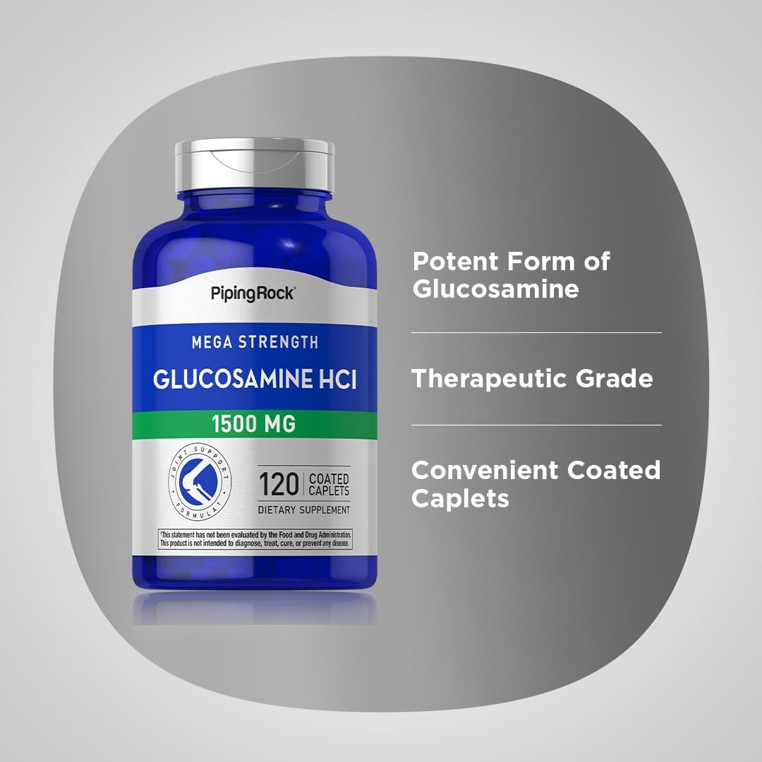 Piping Rock Glucosamine HCL 1500mg Caplets - Mega Strength Non-GMO Gluten Free Supplement