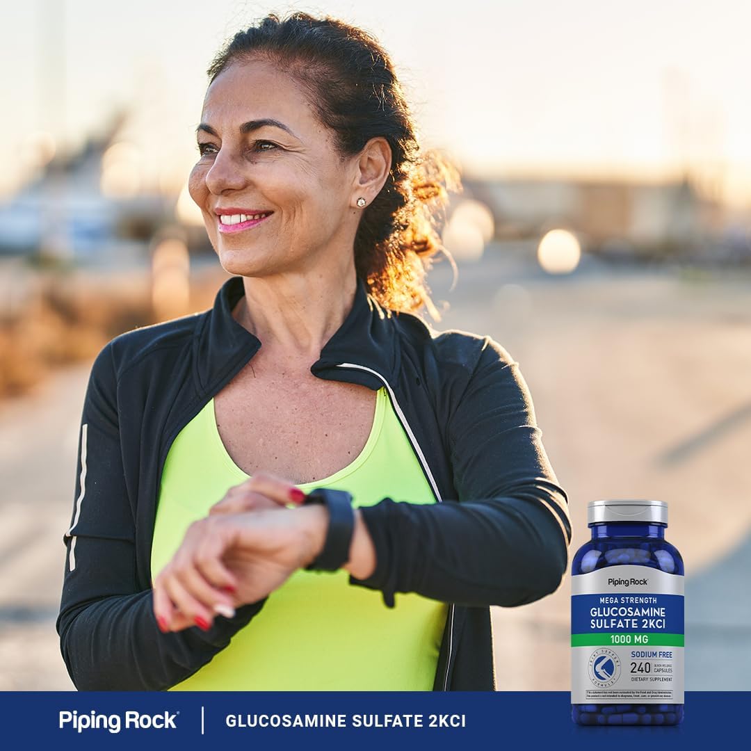 Piping Rock Glucosamine Sulfate 1000mg Capsules for Joint Support - Mega Strength, Sodium-Free, Non-GMO & Gluten-Free - 240 Count