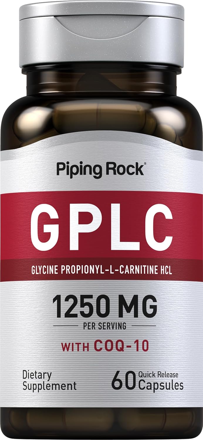 Piping Rock GPLC Glycine Propionyl-L-Carnitine 1250mg Capsules with CoQ10 - Non-GMO & Gluten Free Supplement