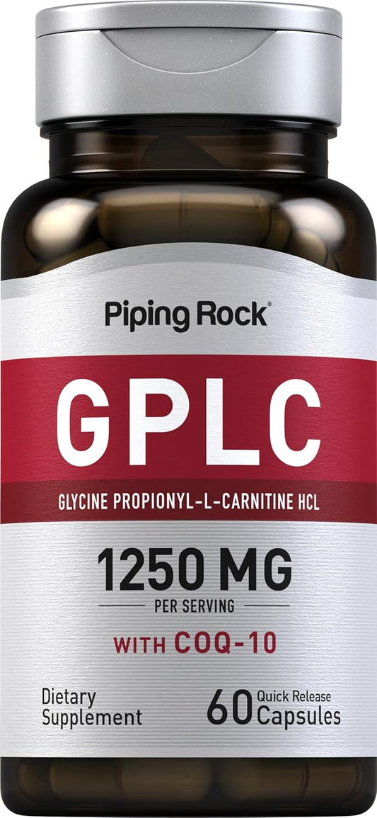 Piping Rock GPLC Glycine Propionyl-L-Carnitine 1250mg Capsules with CoQ10 - Non-GMO & Gluten Free Supplement
