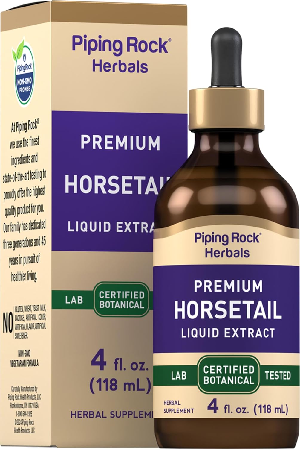 Piping Rock Horsetail Extract Tincture 4 Fl Oz Liquid Herb Supplement - Alcohol-Free, Non-GMO, Gluten-Free