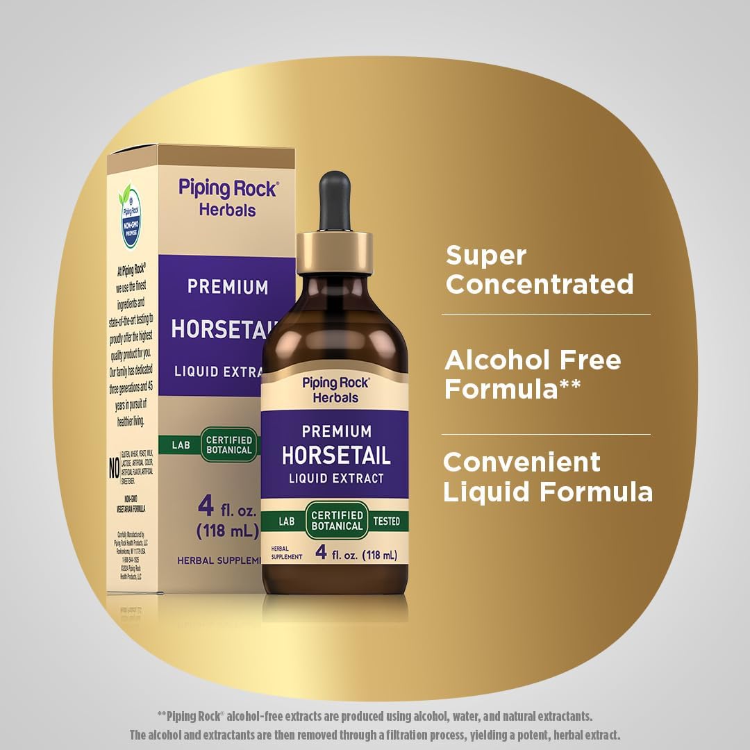 Piping Rock Horsetail Extract Tincture 4 Fl Oz Liquid Herb Supplement - Alcohol-Free, Non-GMO, Gluten-Free