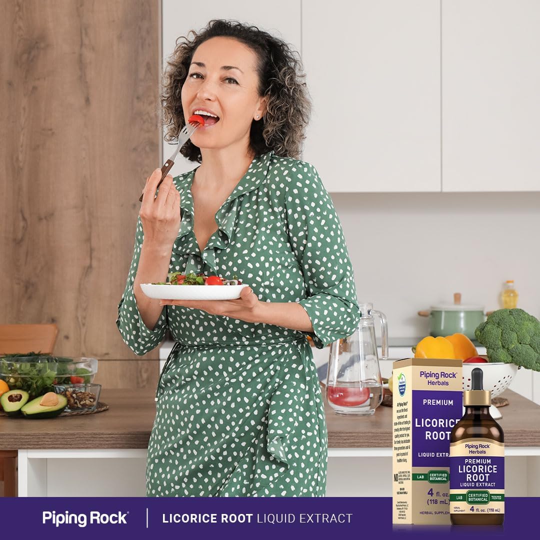 Piping Rock Licorice Root Extract Tincture - 4 Fl Oz Liquid Herb Drops - Vegetarian Supplement - Alcohol Free - Non-GMO & Gluten Free
