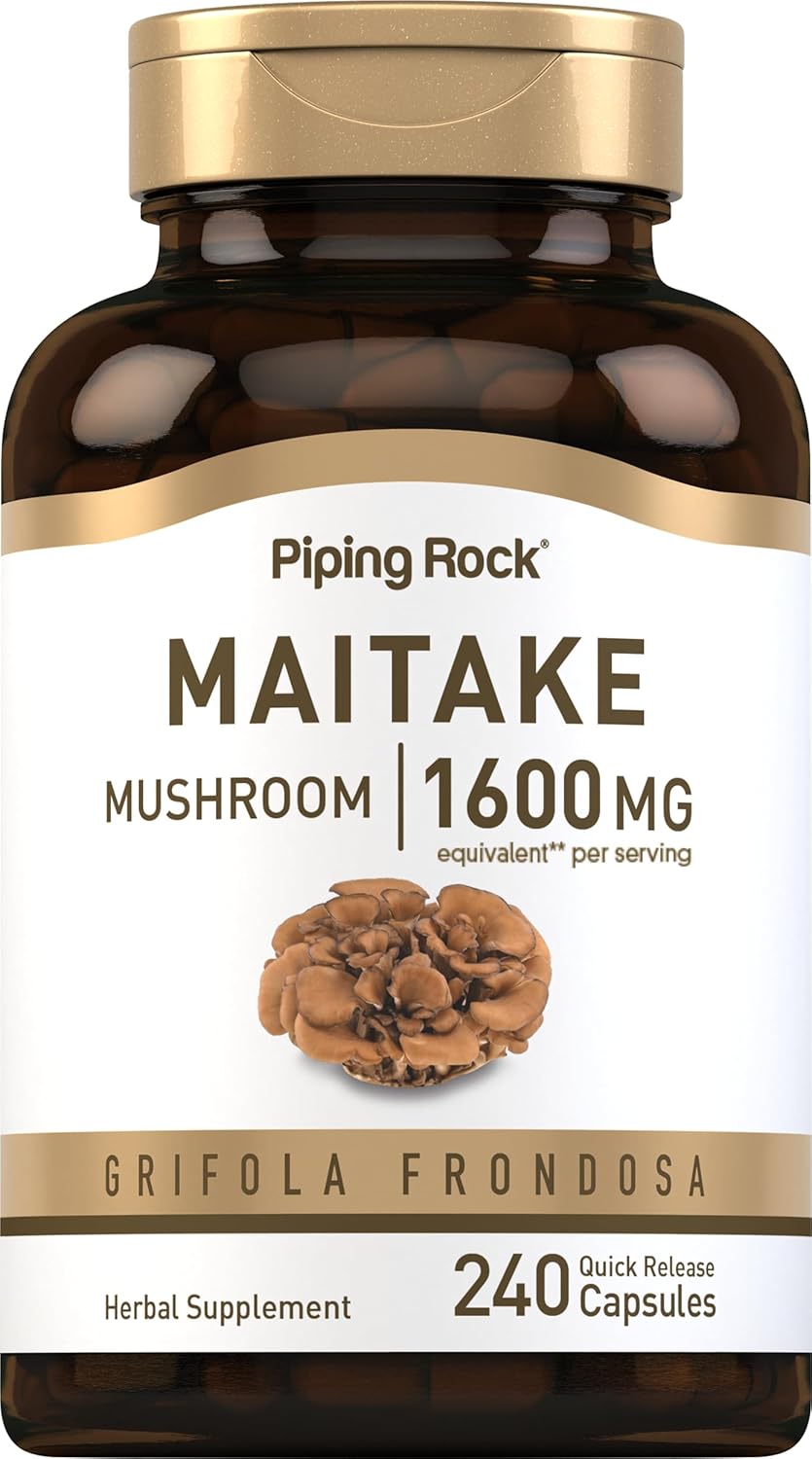 Piping Rock Maitake Mushroom Extract Capsules - 1600mg Herbal Supplement (240 ct) Non-GMO, Gluten Free