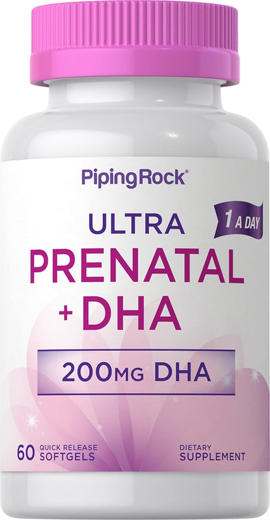 Piping Rock Prenatal Multivitamin Softgels for Women | 60 Count with DHA, Iron | Non-GMO, Gluten-Free Supplement