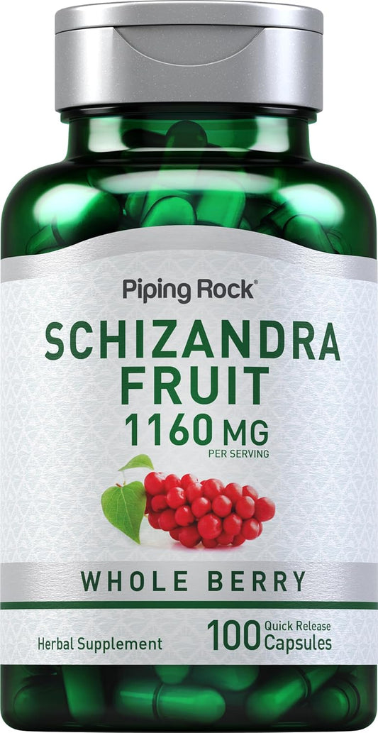 Piping Rock Schizandra Berry Capsules 1160mg | 100 Count | Non-GMO, Gluten Free Supplement