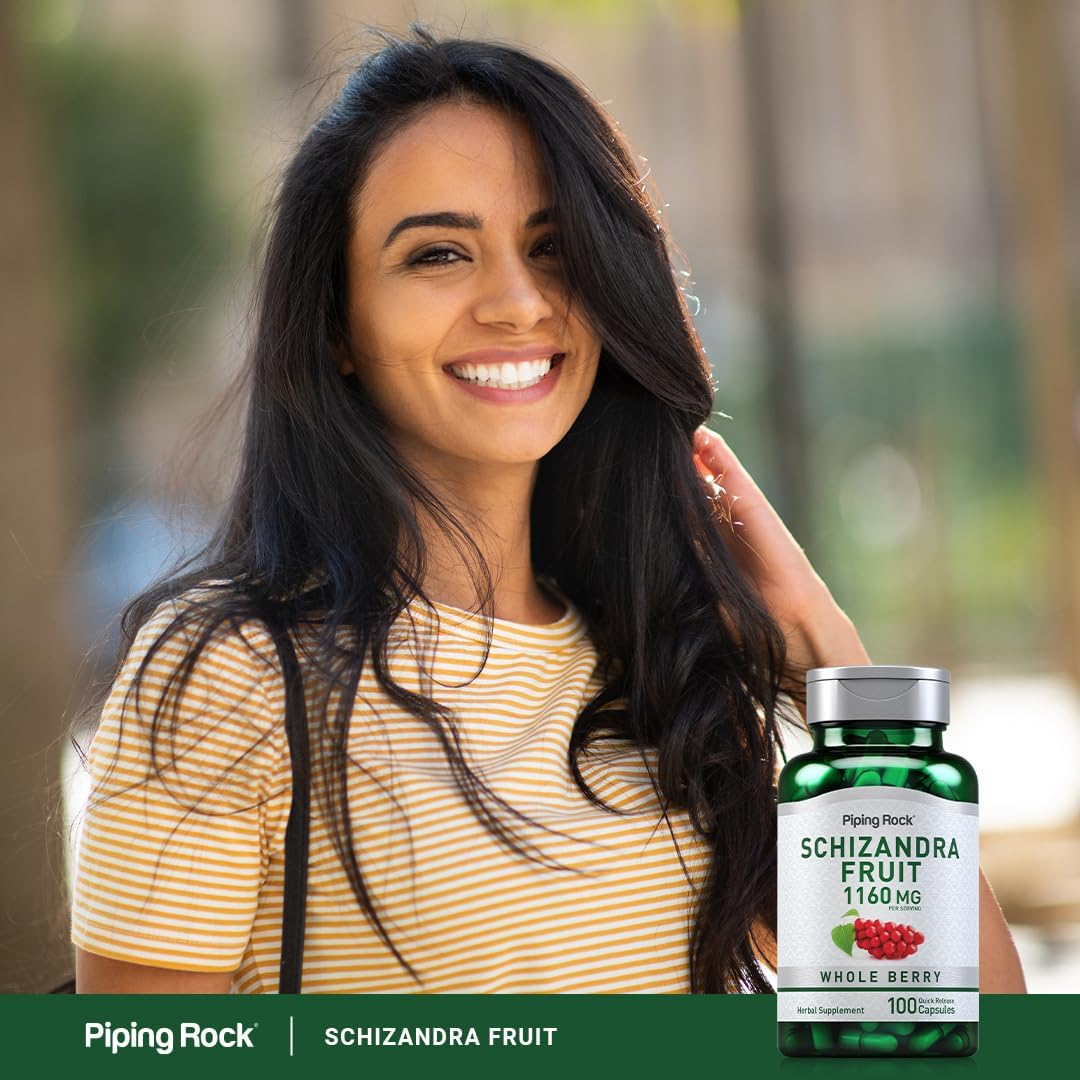 Piping Rock Schizandra Berry Capsules 1160mg | 100 Count | Non-GMO, Gluten Free Supplement