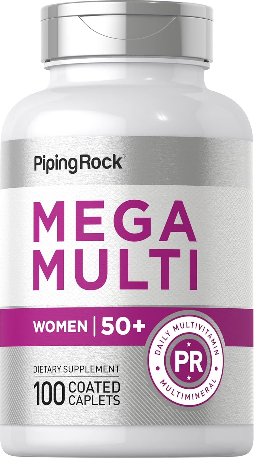 Piping Rock Women's Multivitamin 50 Plus - 100 Coated Caplets - Mega Multi Vitamin - Non-GMO, Gluten Free Supplement