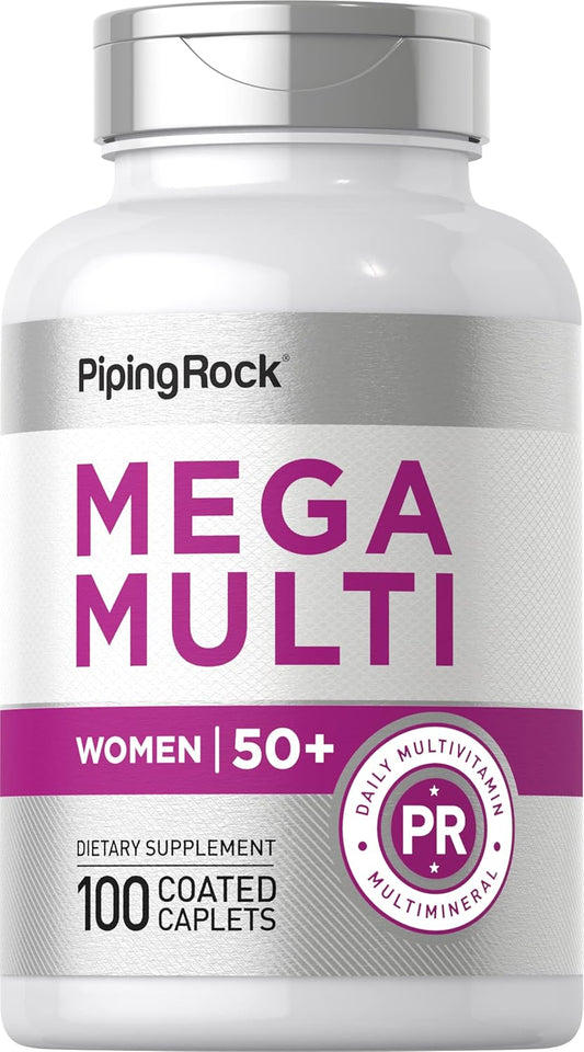 Piping Rock Women's Multivitamin 50 Plus - 100 Coated Caplets - Mega Multi Vitamin - Non-GMO, Gluten Free Supplement