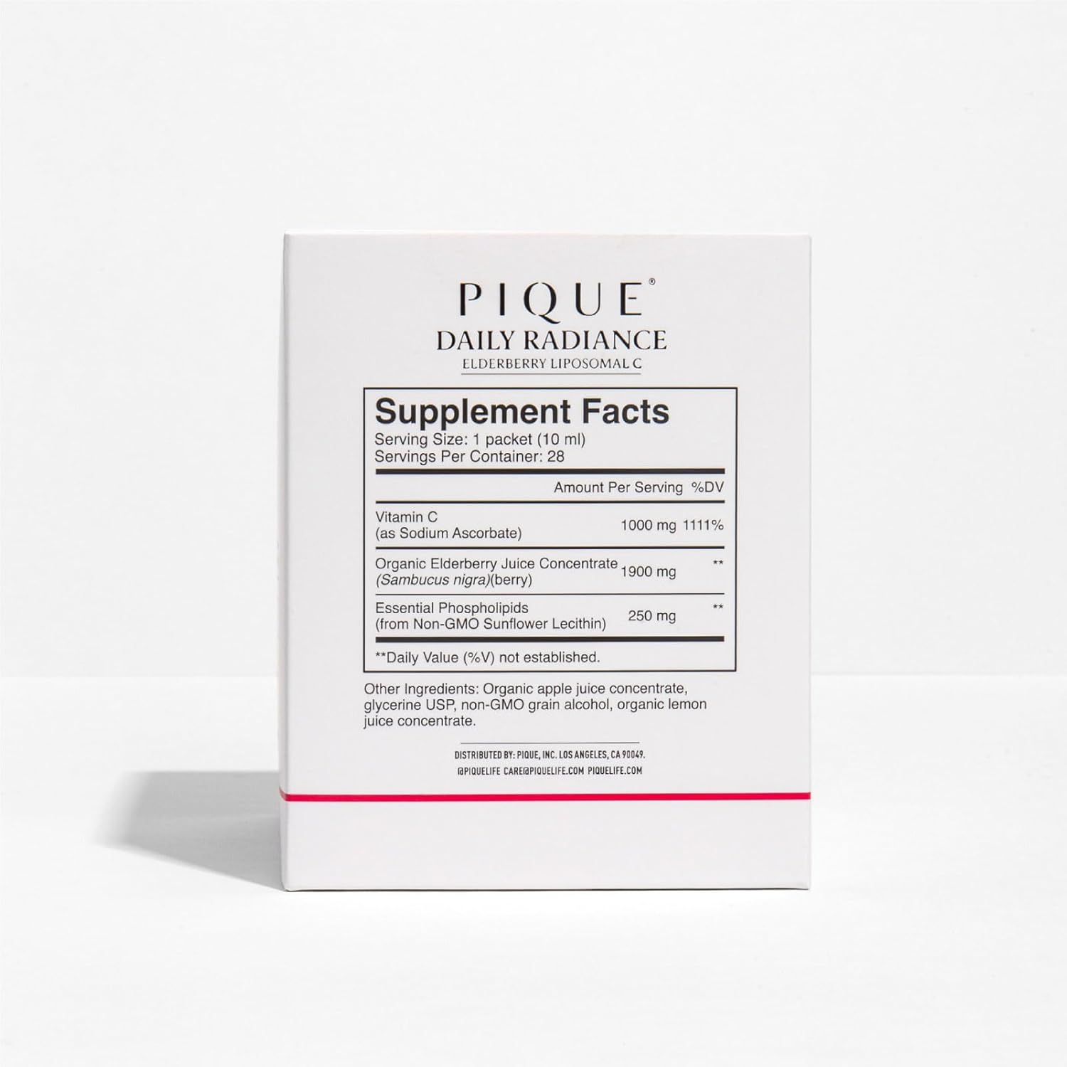 PIQUE Daily Radiance Liposomal Vitamin C with Elderberry - Immune Support for Collagen Production - 28 Packets