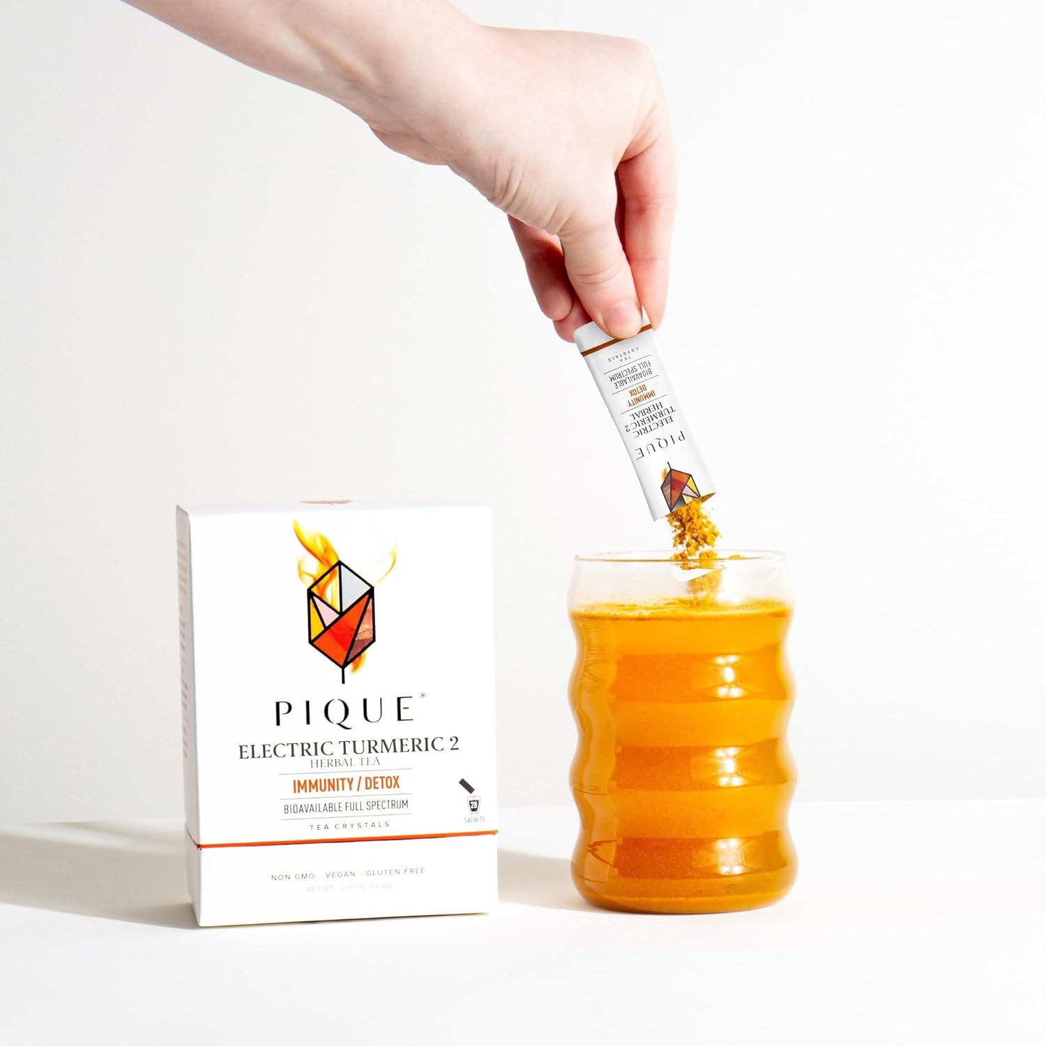 PIQUE Electric Turmeric 2 - Immune Support, Inflammation Relief, Detox, Skin Health - 28ct Single Serve Sticks
