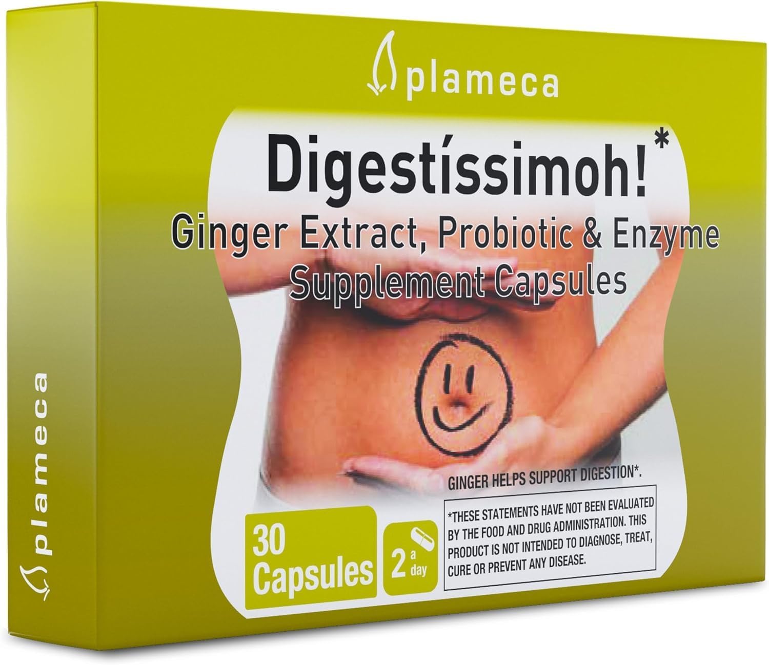 Plameca Digestíssimoh! Digestive Enzymes & Probiotics with Ginger Extract - 9 Strains for Gut Support & Meal Time Relief - Gluten-Free, Dairy-Free - 30 Capsules
