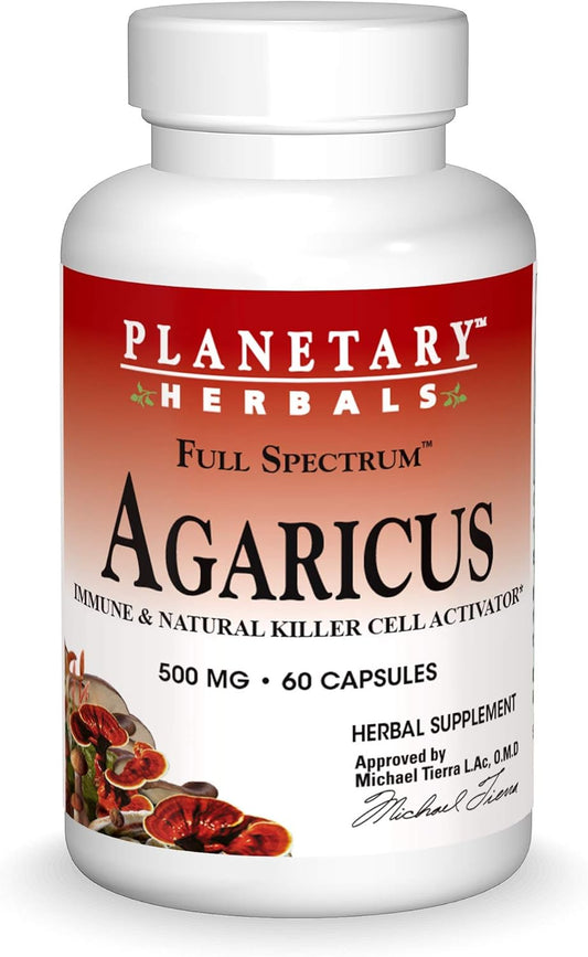 Planetary Herbals Agaricus Extract Capsules - Full Spectrum, 500mg, 60 Count Bottle