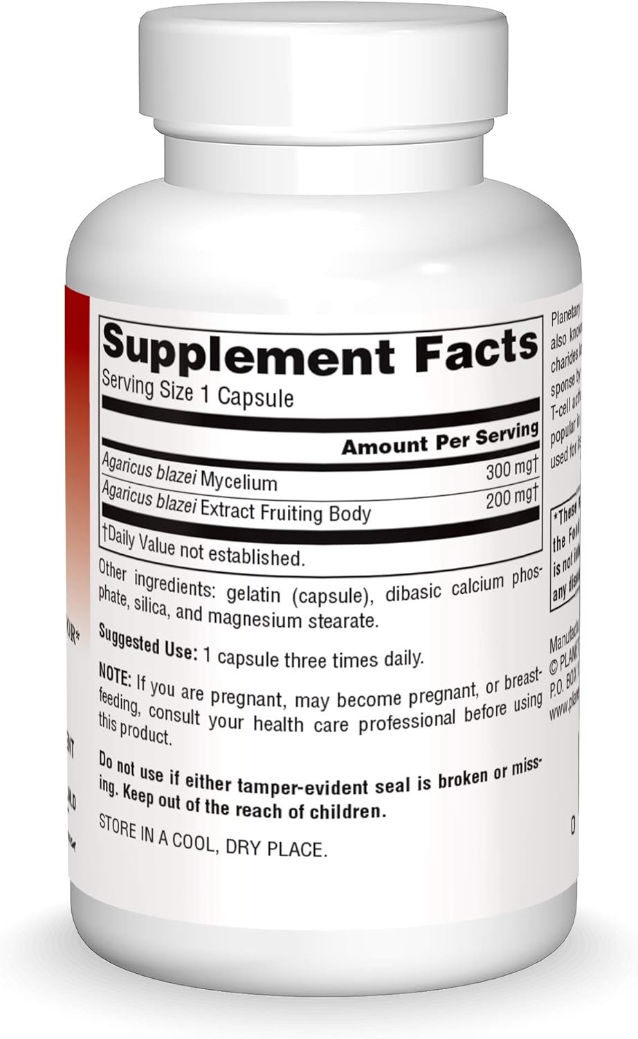 Planetary Herbals Agaricus Extract Capsules - Full Spectrum, 500mg, 60 Count Bottle