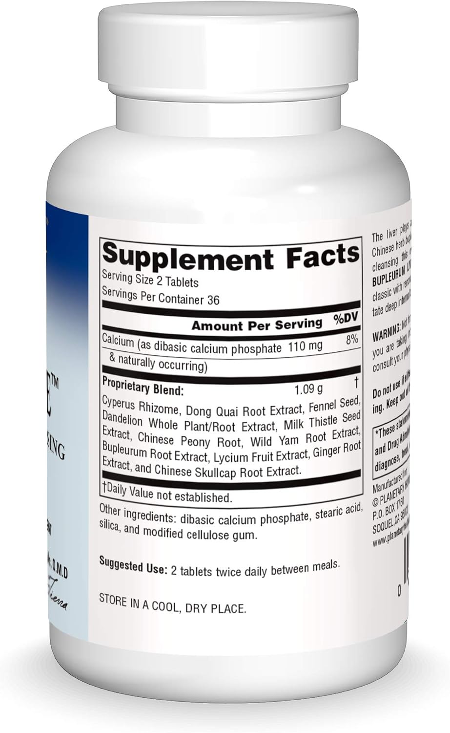 Planetary Herbals Bupleurum Liver Cleanse Tablets - Supports Liver Health with Calcium, Cypress Rhizome, Ginger - 72 Count