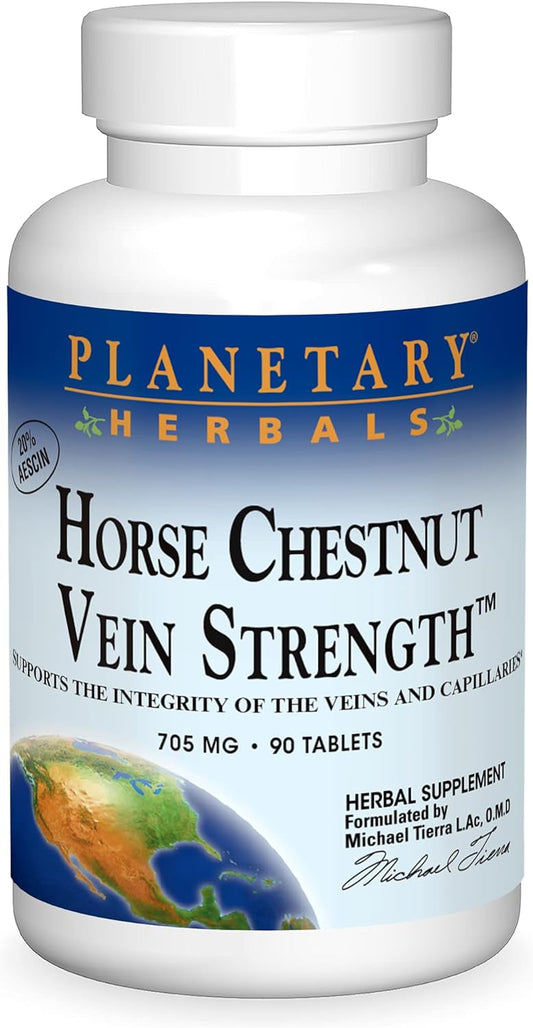 Planetary Herbals Horse Chestnut Vein Strength Capsules - 705mg, Promotes Vein and Capillary Health - 90 Count