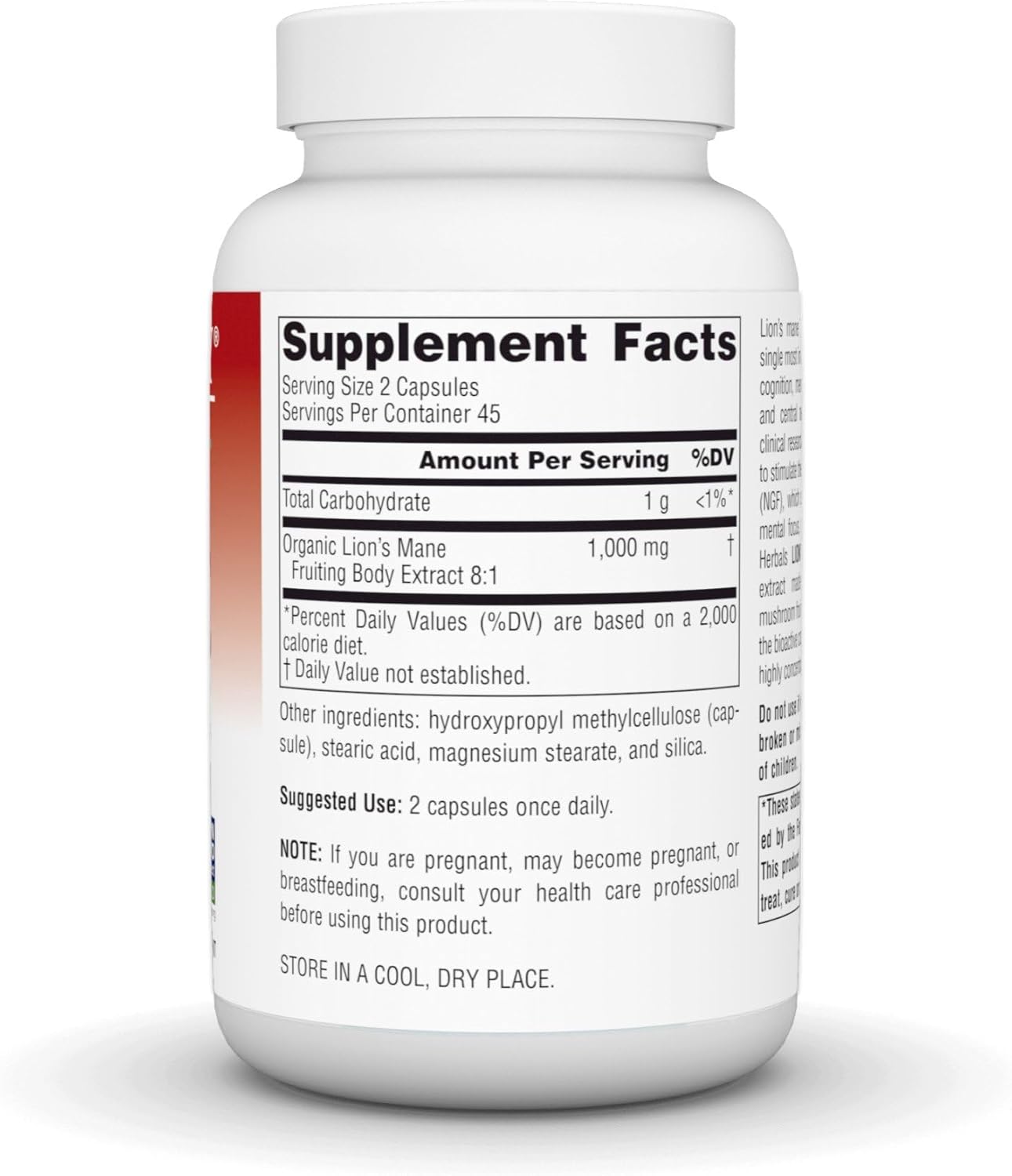Planetary Herbals Lion's Mane Capsules - 1,000mg for Memory, Focus, Mood - 90 Vegan Capsules