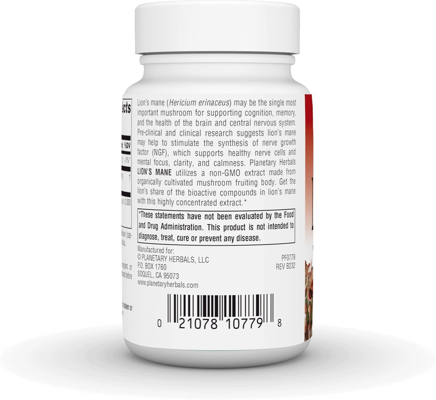 Planetary Herbals Lion's Mane Capsules, 1,000 mg - Memory, Focus, Mood Support - 30 Vegan Capsules