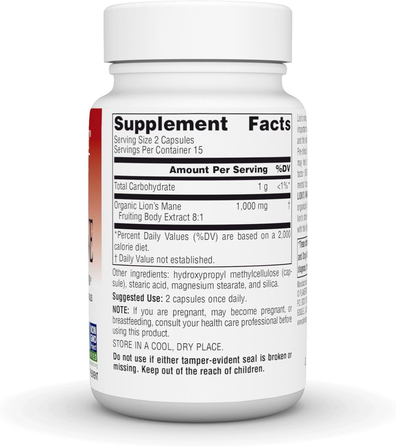 Planetary Herbals Lion's Mane Capsules, 1,000 mg - Memory, Focus, Mood Support - 30 Vegan Capsules