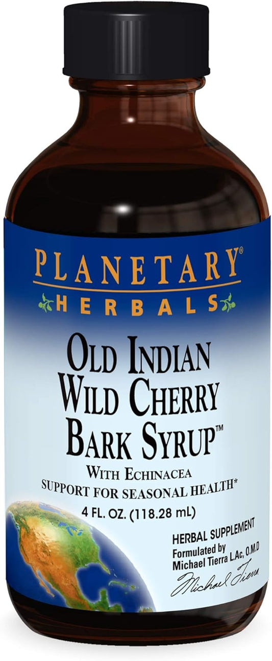 Planetary Herbals Old Indian Wild Cherry Bark Syrup with Echinacea - Natural 4 oz - Herbal Supplement