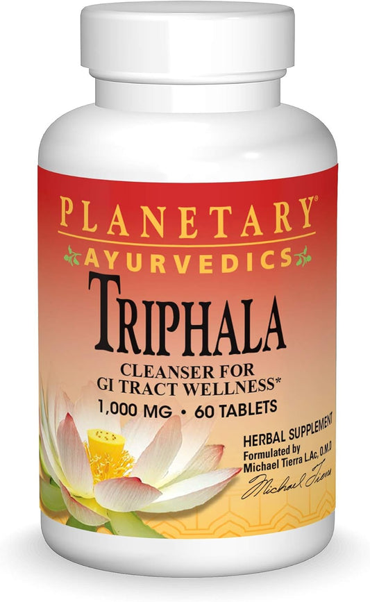 Planetary Herbals Triphala 1000mg Tablets for GI Tract Wellness & Cleanse - Herbal Supplement for Detox & Digestive Support - 60 Count