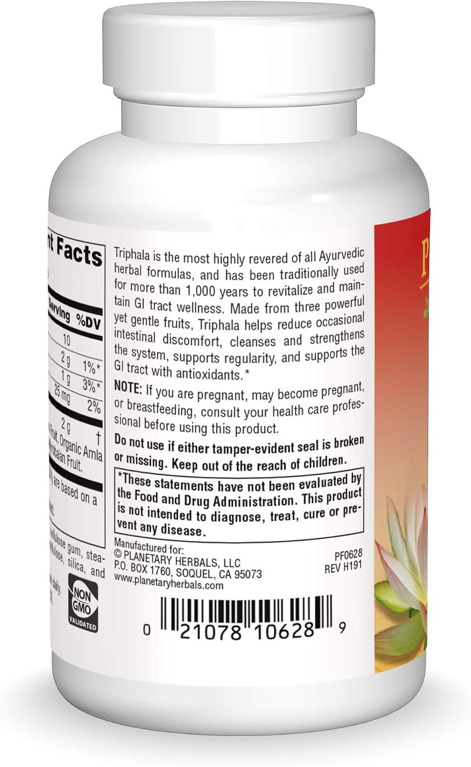 Planetary Herbals Triphala 1000mg Tablets for GI Tract Wellness & Cleanse - Herbal Supplement for Detox & Digestive Support - 60 Count