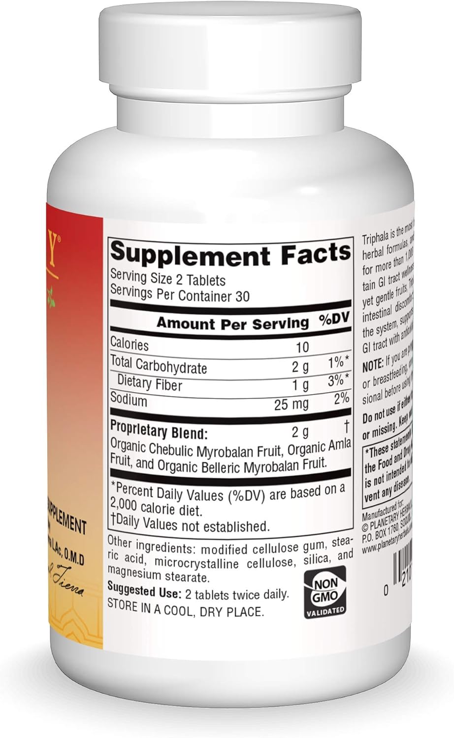 Planetary Herbals Triphala 1000mg Tablets for GI Tract Wellness & Cleanse - Herbal Supplement for Detox & Digestive Support - 60 Count