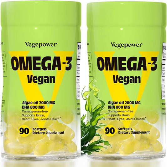 Plant-Based Algal DHA Supplements - Vegan Omega-3 Alternative from Algae Oil | 180 Softgels, Carrageenan Free, Non-GMO