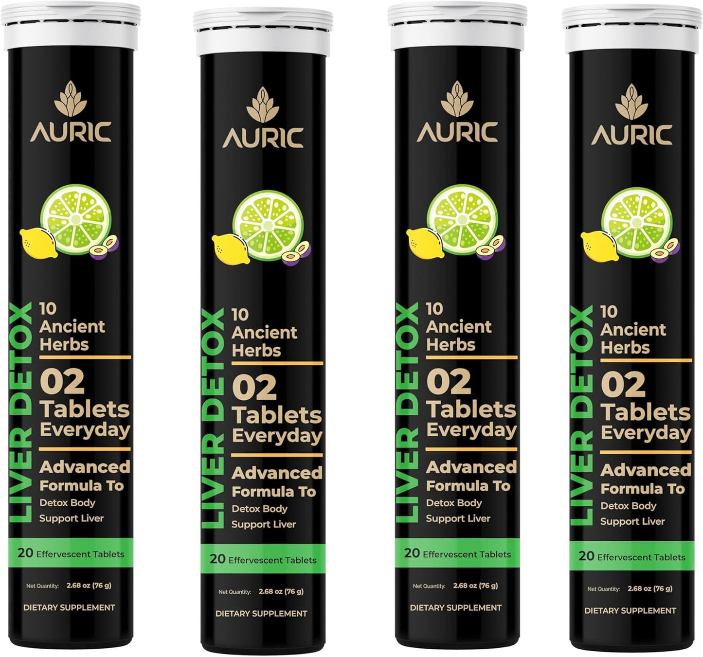 Plant-Based Auric Liver Support Supplement with Milk Thistle, Turmeric, Garlic, Ginger - Advanced Detox & Cleansing Formula - 80 Tablets